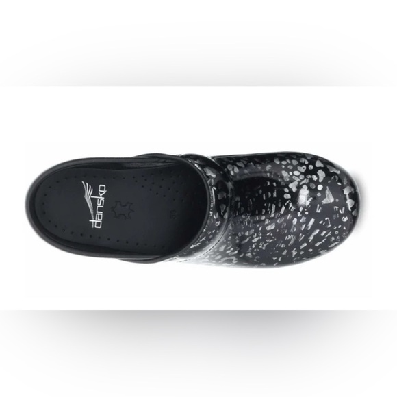 DANSKO ‘Professional’ Pewter Black Leopard Patent Leather Clogs Shoes NWOT Sz 38 - Picture 6 of 15